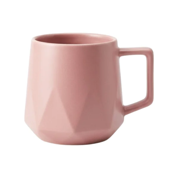 Trevn Geometric Satin Glaze Coffee Mug With Modern Dusty Rose Design